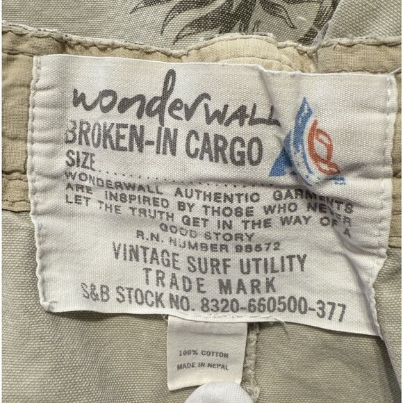 Wonderwall Broken In Cargo Shorts Tan Tropical Beach Resortware, 42, 87-24 - Picture 12 of 16